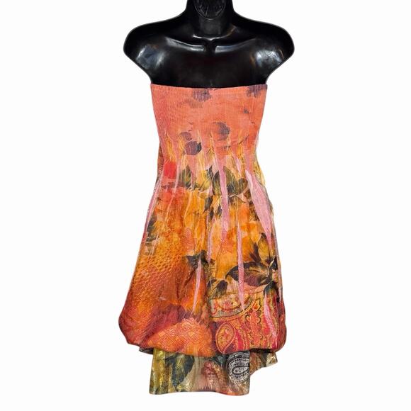 ANTHROPOLOGIE LAPIS STRAPLESS MIDI DRESS SKIRT FAIRY BOHO FESTIVAL Y2K STYLE M - Picture 4 of 9